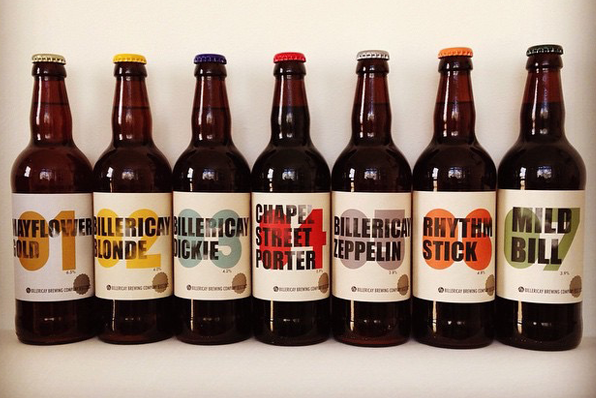 Billericay Brewing Company Beers selection laid out in a row